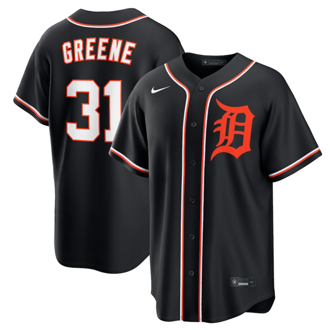 Men's Detroit Tigers #31 Riley Greene 2026 Fashion Replica Black Out Stitched Baseball Jersey